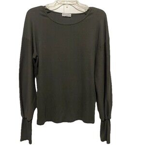 Michael Stars Misha Bishop Sleeve LS XL Top Tarragon Olive Green Cotton Blend